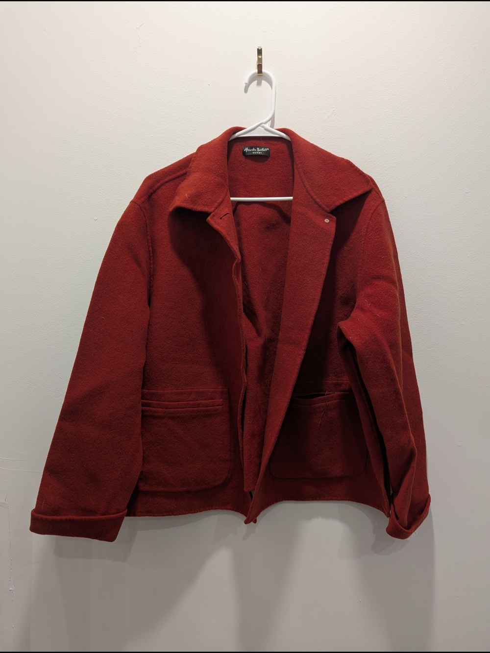 Alexandra Bartlett Red Orange Wool Coat with Soft Collar